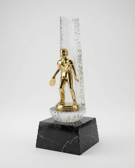 Golden Table Tennis Trophy – Premium Sports Award with Crystal