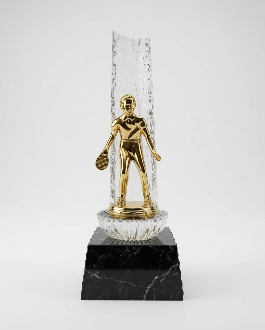Golden Table Tennis Trophy – Premium Sports Award with Crystal