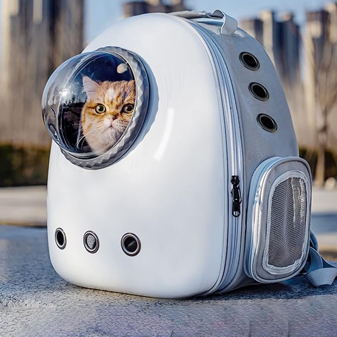 Cat Backpack Carrier - Pet Bubble Backpack, Cat Bag Carrier, Durable Large Cat Carrier, Transparent Capsule Backpack for Cats Puppy Kitten Bunny Bird, Pet Outdoor Hiking Bag