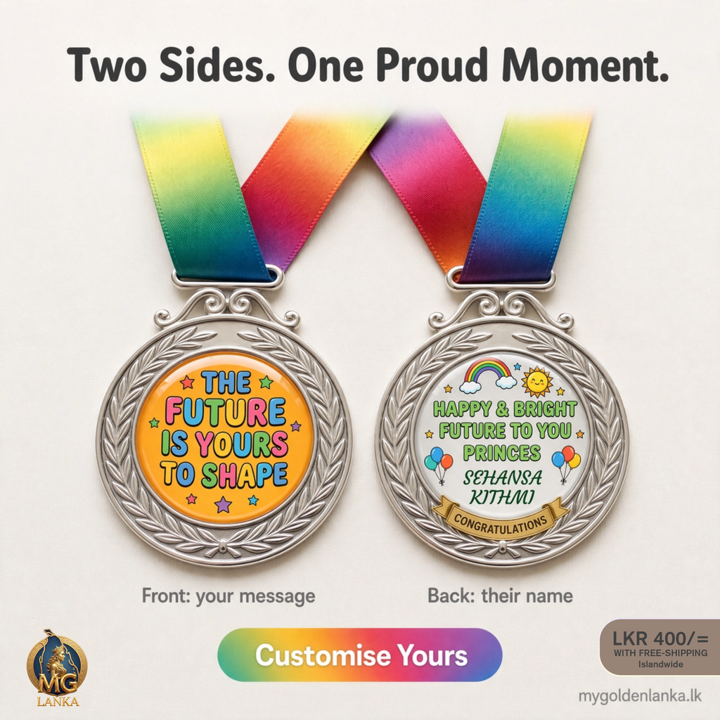 Personalised Kids' Achievement Medal with Custom Name & Rainbow Lanyard