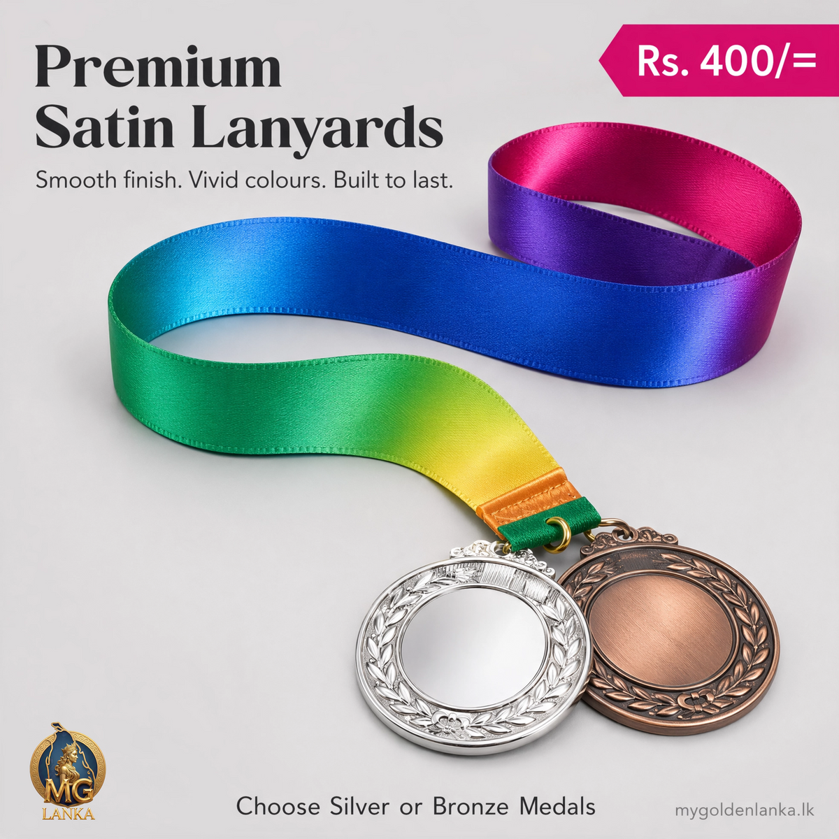 Personalised Kids' Achievement Medal with Custom Name & Rainbow Lanyard