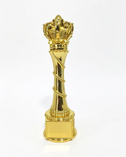 Royal Golden Crown Trophy – Premium Champion Award with Engraving Plaque