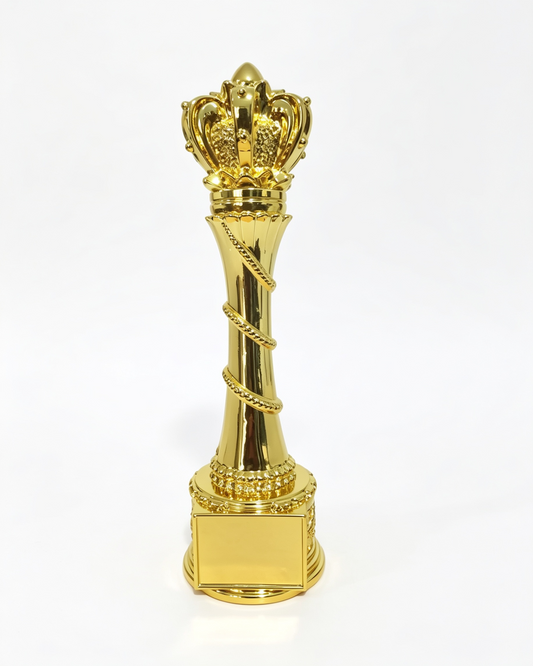 Royal Golden Crown Trophy – Premium Champion Award with Engraving Plaque