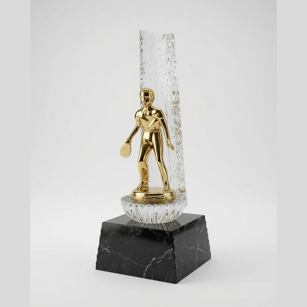 Golden Table Tennis Trophy – Premium Sports Award with Crystal