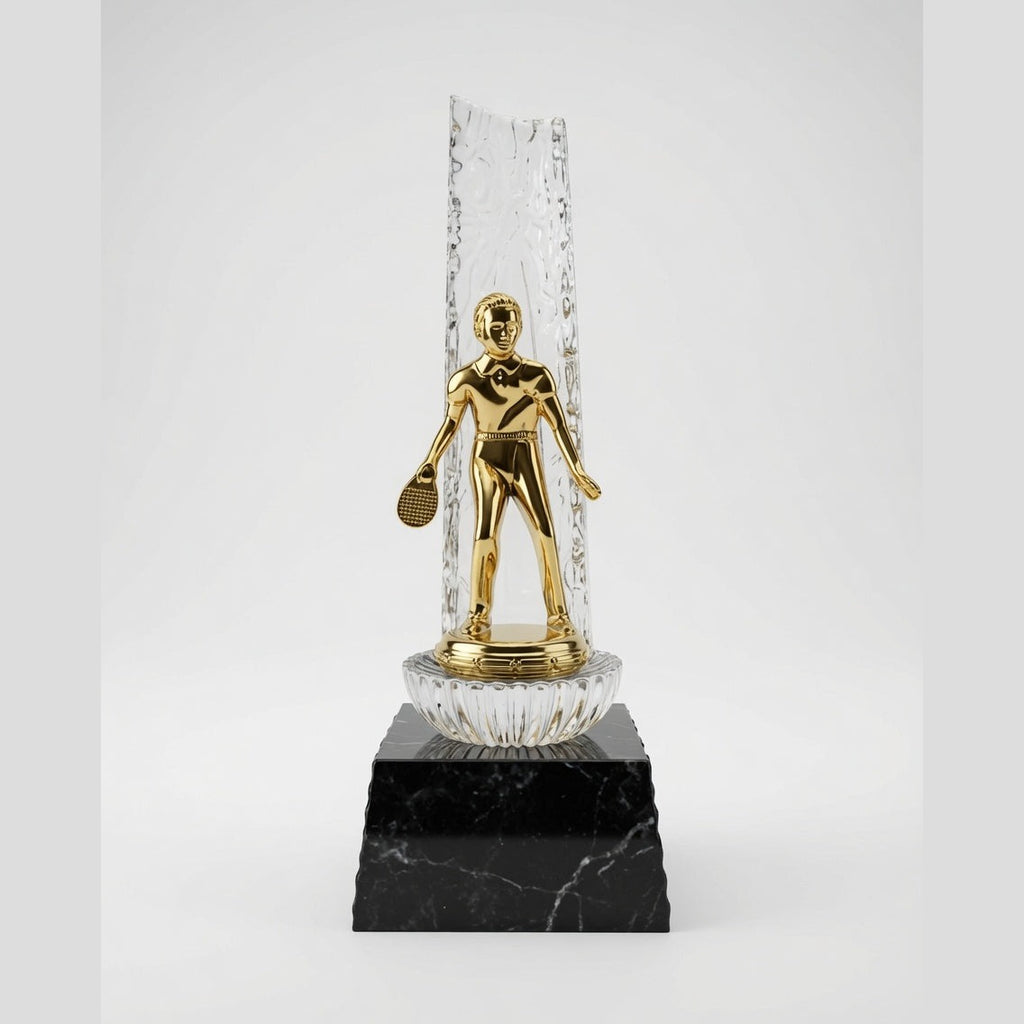 Golden Table Tennis Trophy – Premium Sports Award with Crystal