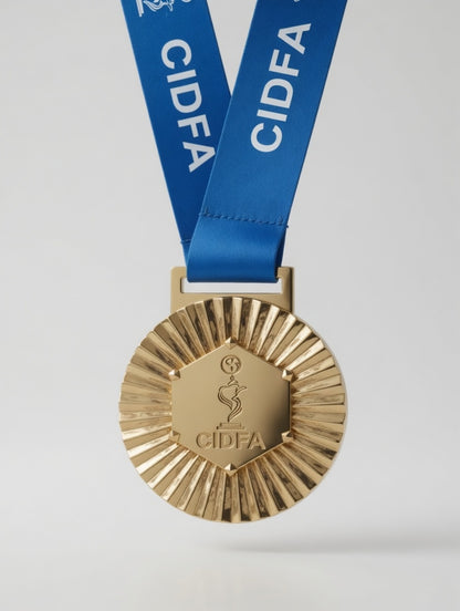 Premium Gold Medal with Blue Ribbon