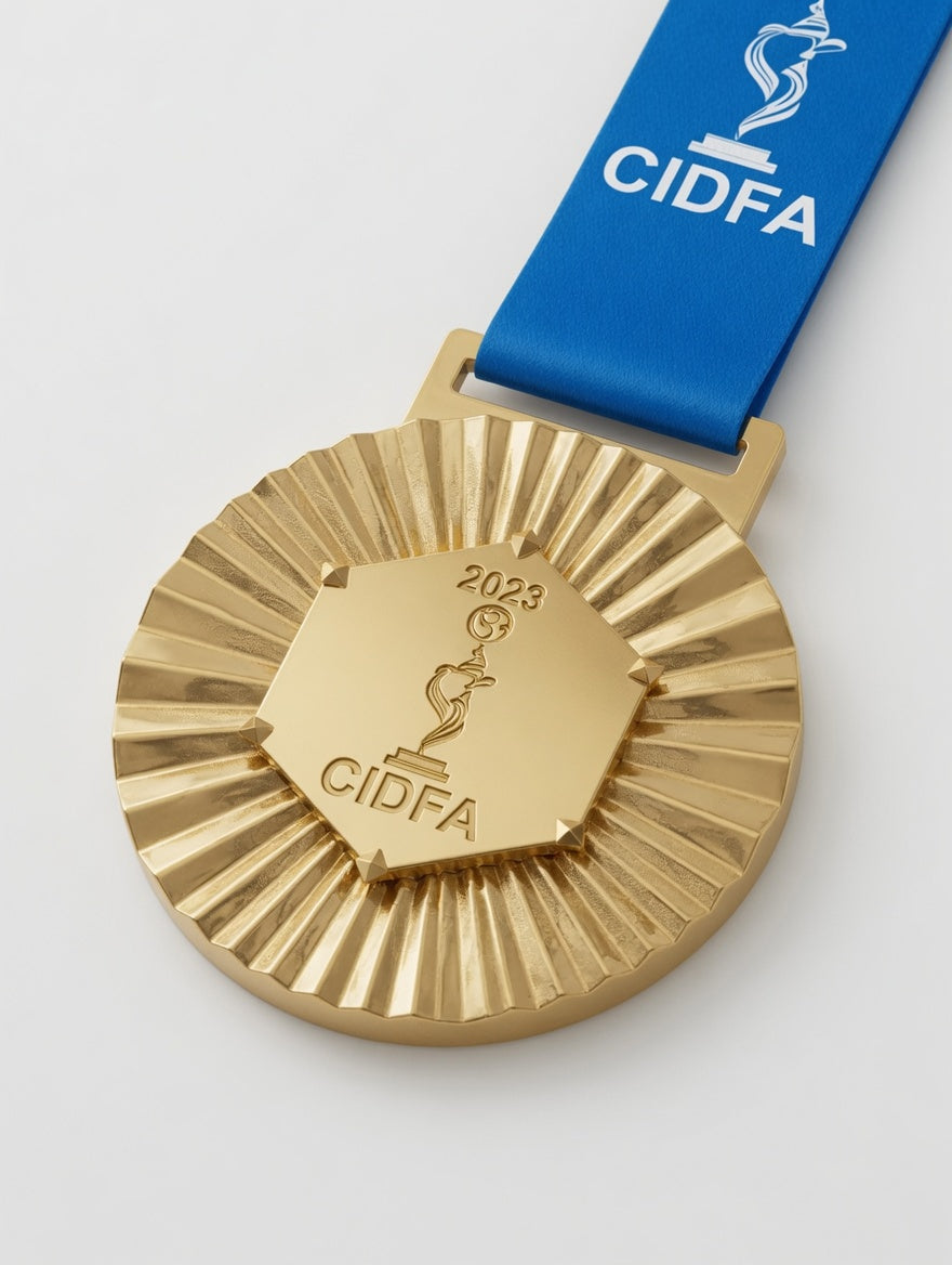 Premium Gold Medal with Blue Ribbon