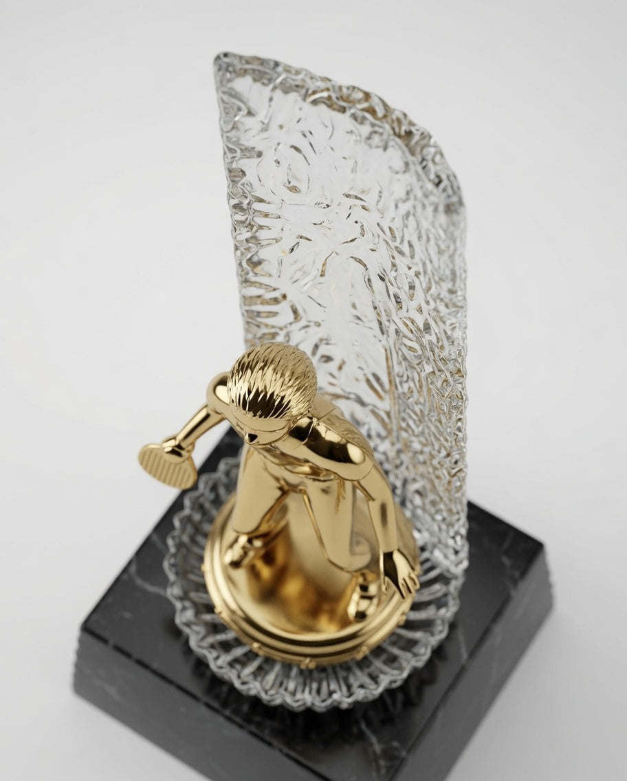 Golden Table Tennis Trophy – Premium Sports Award with Crystal