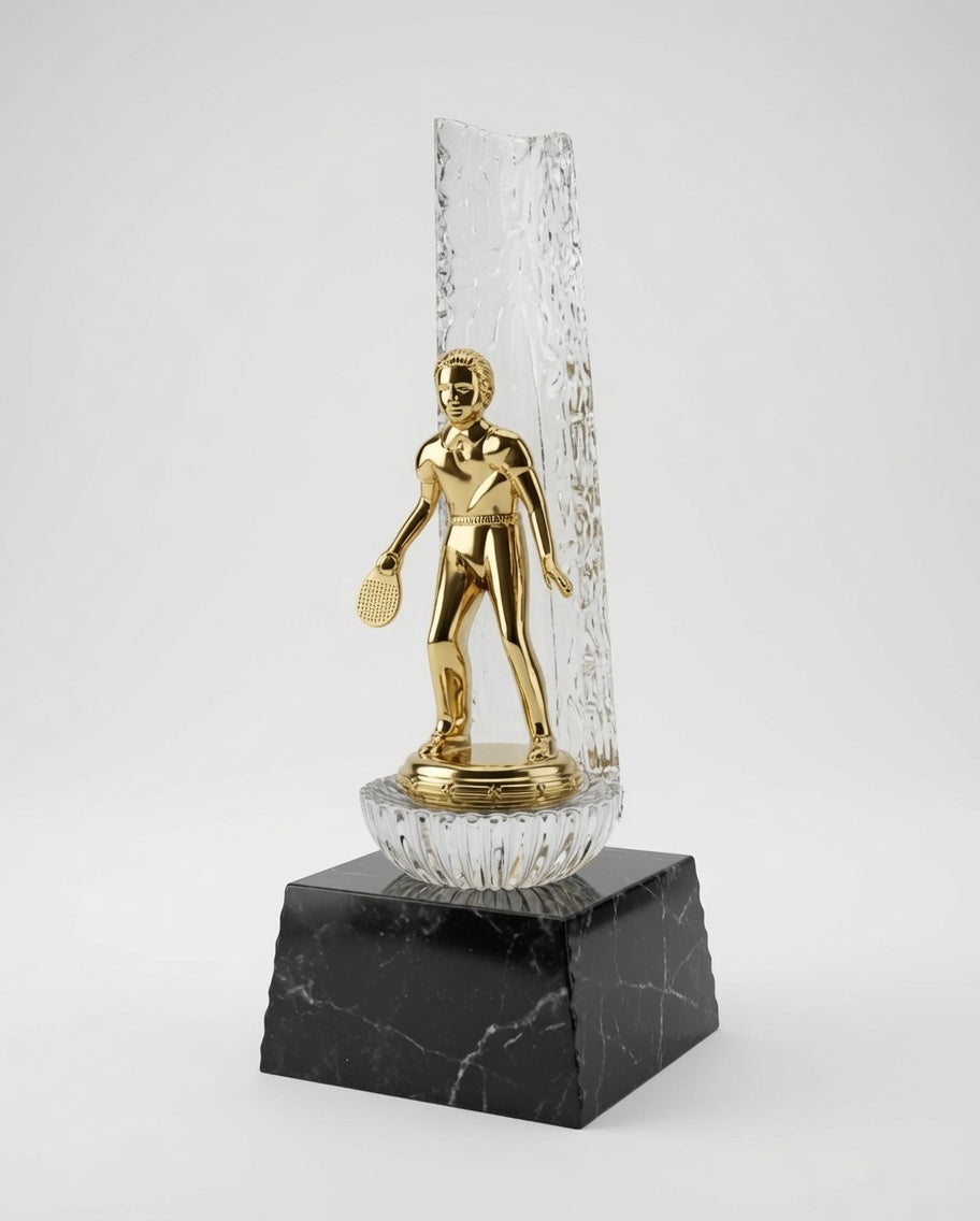 Golden Table Tennis Trophy – Premium Sports Award with Crystal