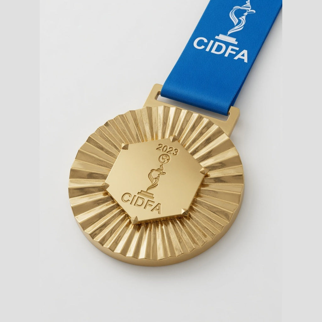 Premium Gold Medal with Blue Ribbon